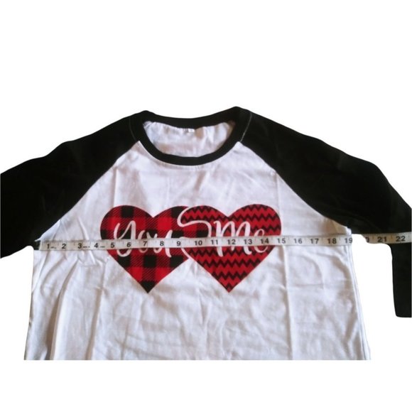 Women's Long Sleeve You & Me Hearts Raglan Style‎ Shirt NEW - Picture 3 of 7